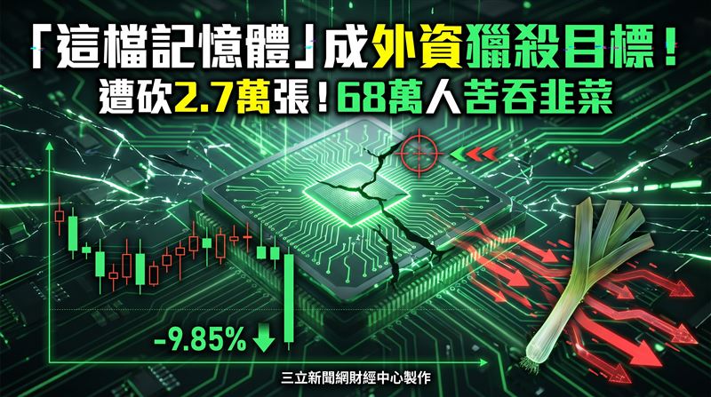 擁有約68萬名股東的力積電(6770),慘淪外資清掃名單,單日狠砍2萬7468張,股價苦吞跌停,下殺6.1元、跌幅9.85%,收在55.8元。(圖/三立新聞網財經中心蕭榕AI製圖)