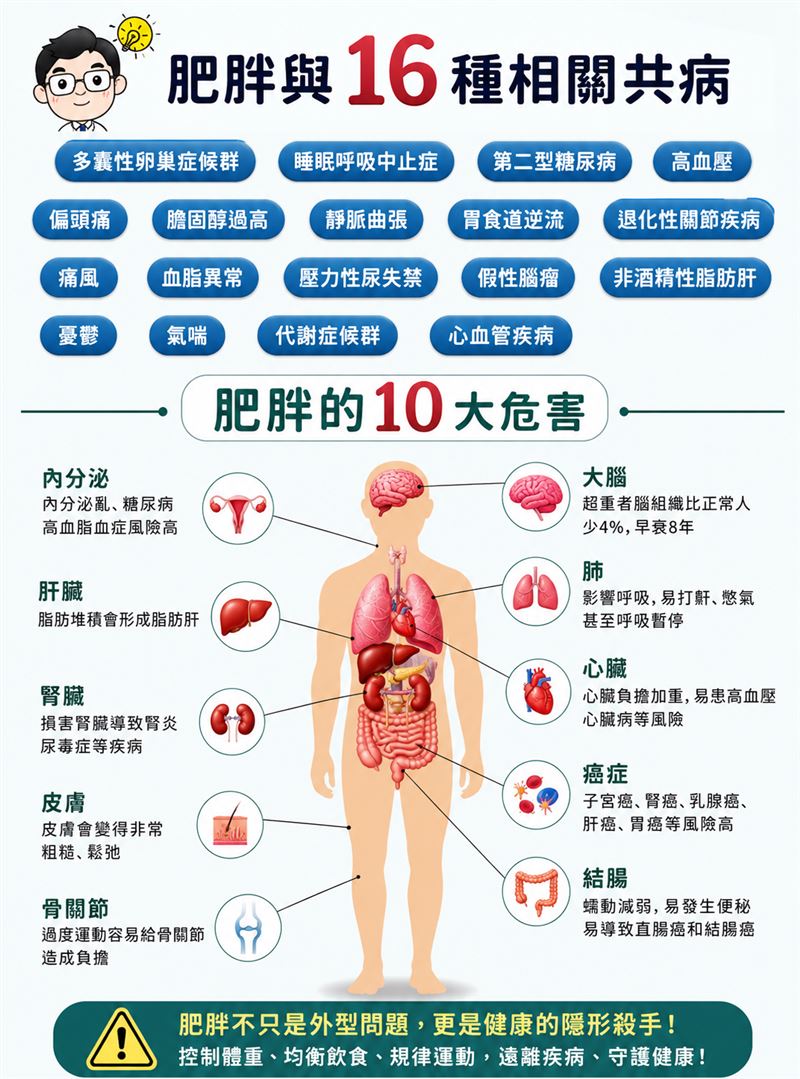 防癌快看！國際期刊證實胖是得癌關鍵風險，整形名醫潘致皓醫師曝４個恐怖真相。（圖／ChatGPT製作、潘致皓醫師提供）
