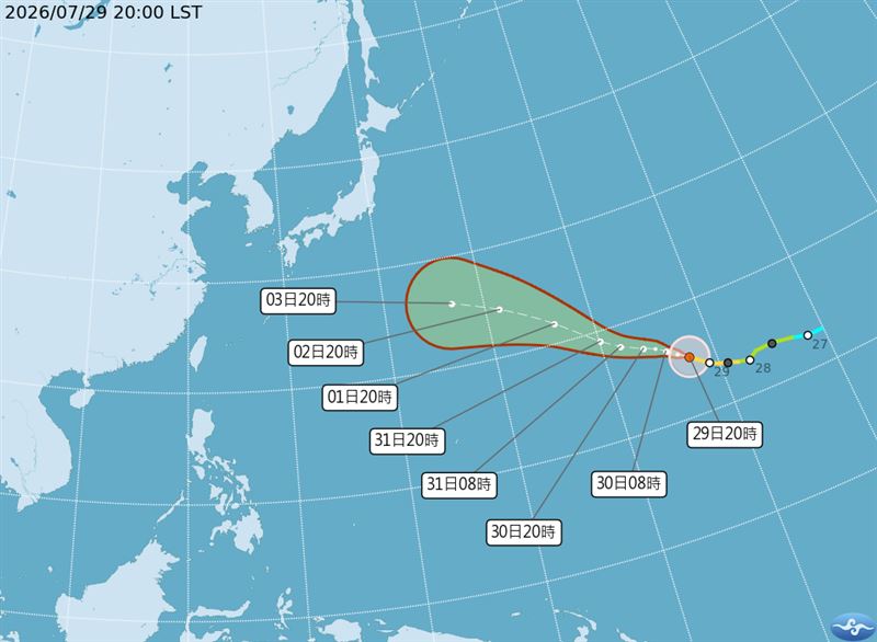 氣象署分析白海豚颱風最新路徑。(圖/翻攝自氣象署官網)
