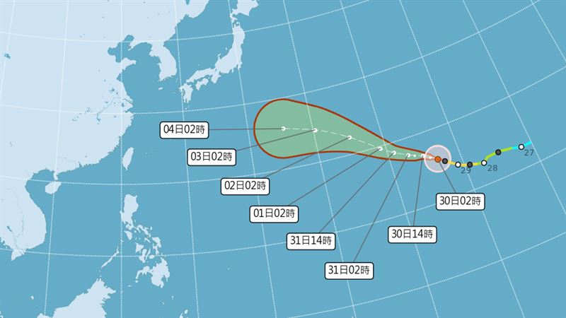 颱風白海豚預估路徑圖。(圖/翻攝自中央氣象署)