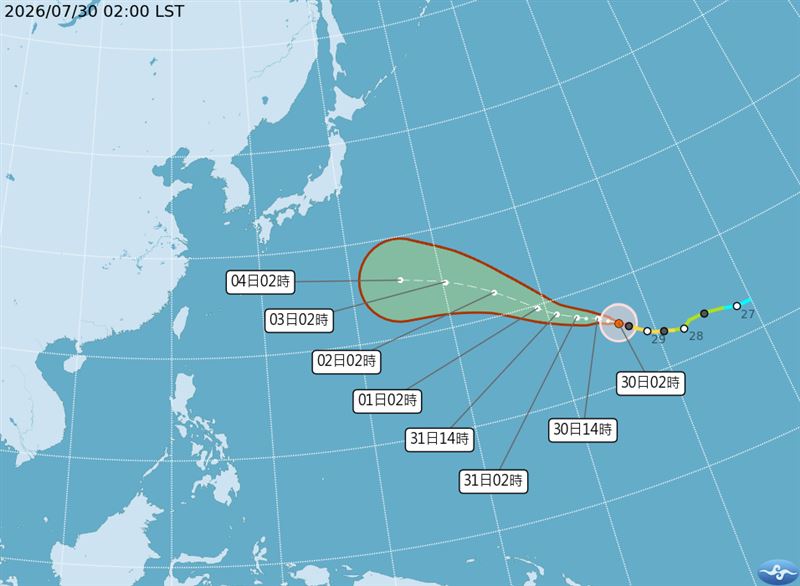 白海豚颱風已升級為強颱。（圖／氣象署）