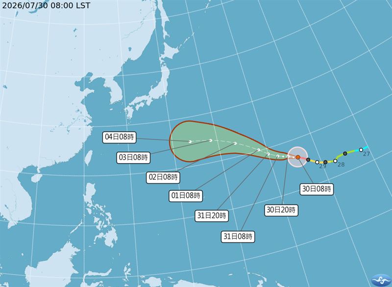 白海豚預測路徑。(圖/中央氣象署)