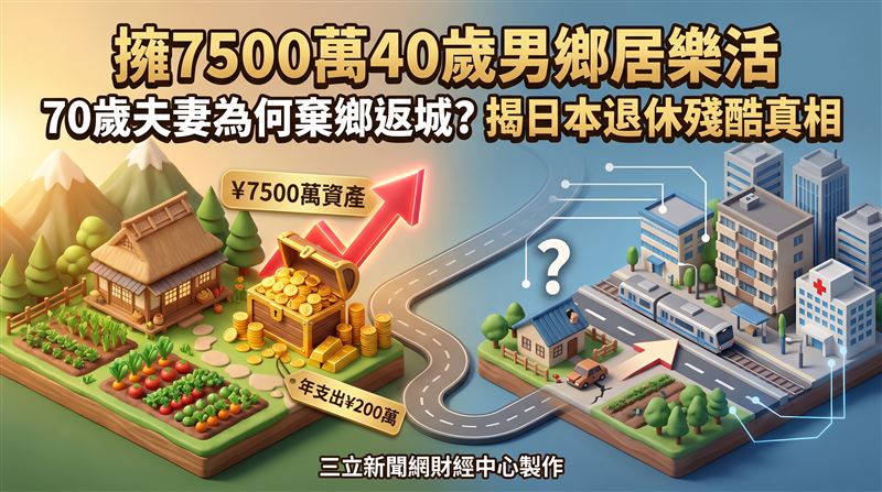 日本高齡人口移居鄉間後,常因交通與醫療資源不足而面臨「二次搬家」的抉擇。(圖/三立新聞網財經中心蕭榕AI製圖)
