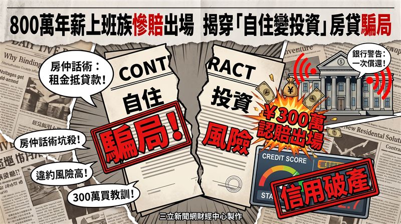 A先生誤將自住房貸用於出租投資，最終認賠300萬日圓出清房產，只為換回銀行信任與乾淨信用紀錄。（圖／三立新聞網財經中心蕭榕AI製圖）