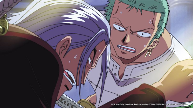 《航海王劇場版:被詛咒的聖劍》索隆與救命恩人薩卡對戰。(圖/貳貳喜喜電影股份有限公司提供)