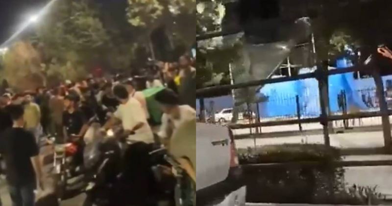 疑似當地民眾拍下現場搭建鐵製絞刑架的畫面。(圖/翻攝X)