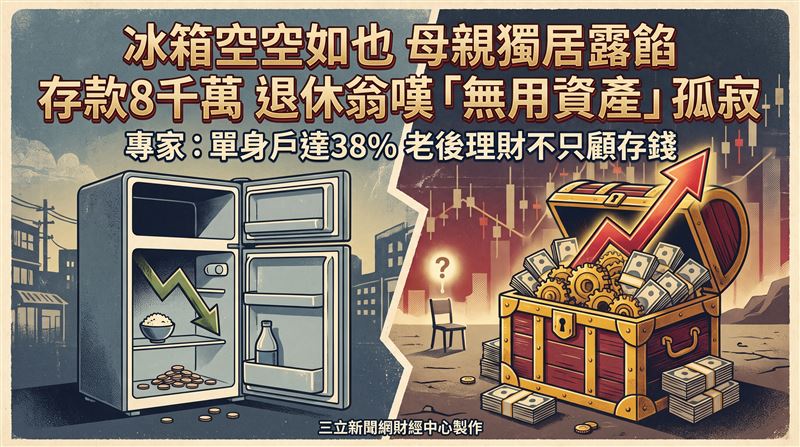日本單身高齡人口攀升，即使坐擁存款，仍有不少長者在晚年獨自面對孤獨課題。（圖／三立新聞網財經中心蕭榕AI製圖）