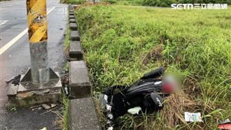 機車如砲彈衝溝「2秒奪雙姝命」畫面曝光