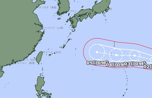白海豚日本氣象廳預測路徑。(圖/日本氣象廳)