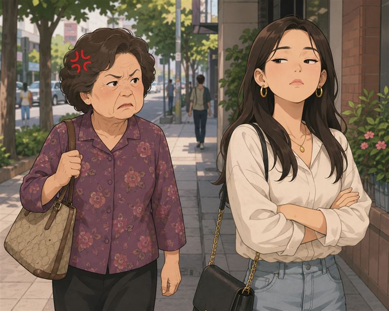 一名婆婆在網路上抱怨,在街上偶遇已經離婚的媳婦,不滿對方的態度十分目中無人。(示意圖/AI生成)