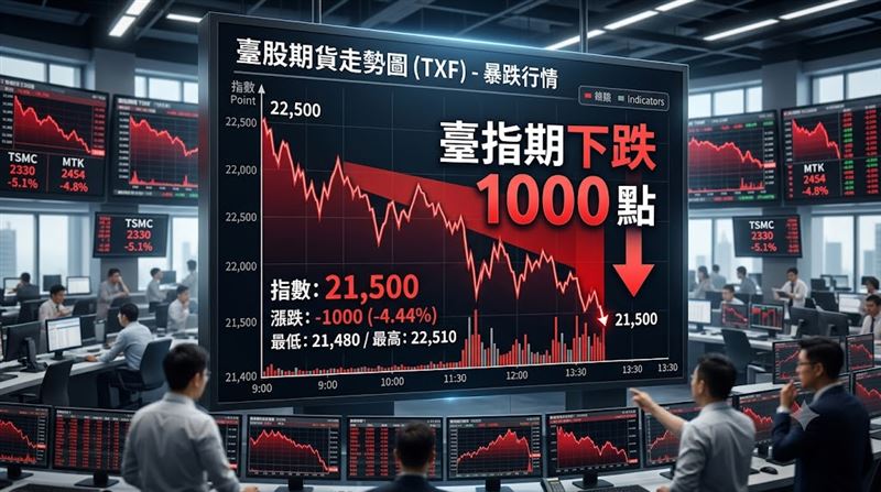 台指期重挫1000點！網嚇：禮拜一跌三千？