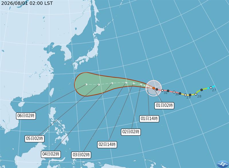 氣象署針對白海豚颱風最新預測路徑。(圖/中央氣象署)