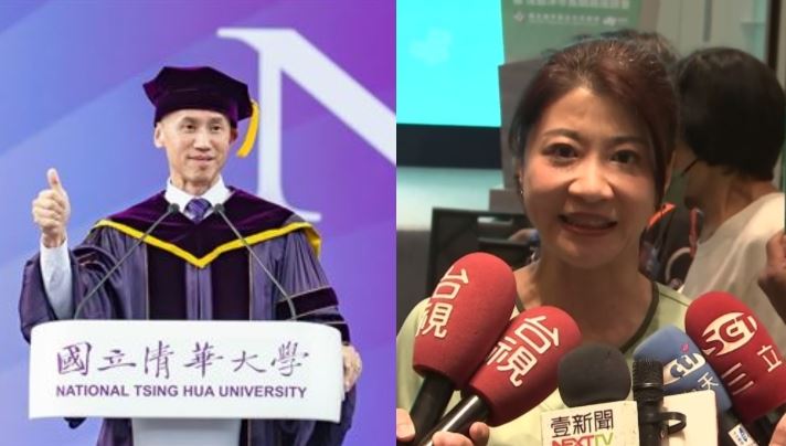 清華大學校長高為元(左)續任清大校長三天就赴美遴選,立委林楚茵(右)怒轟該行徑猶如渣男!(組合圖/翻攝自國立清華大學臉書,翻攝畫面)