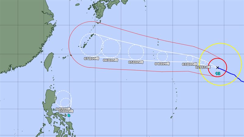 鯨魚颱風最快今晚生成,和白海豚颱風形成雙颱局面。(圖/日本氣象廳)