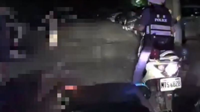 新北市新莊區新北大道一帶停車場內昨晚(2日)發生槍擊案,警方獲報到場。(圖/翻攝畫面)