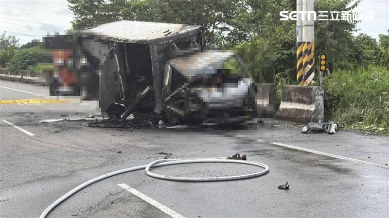 苗栗台6線奪命火燒車！男困車內燒成焦屍