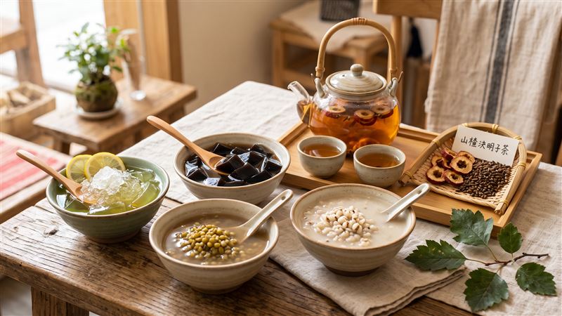 中醫師詹雅婷表示,若想健康消暑,可改以較溫和的天然食材取代冰品,不僅能降低身體負擔,也有助維持脾胃功能。(示意圖/AI製圖)
