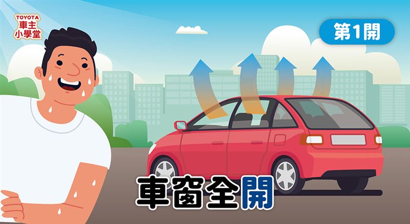 夏天車內溫度高，車廠建議先開車窗散熱。（圖／翻攝自Toyota車主小學堂）