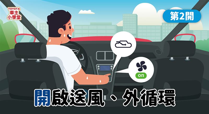 開車窗再開啟「送風」可加速熱氣排出。（圖／翻攝自Toyota車主小學堂）