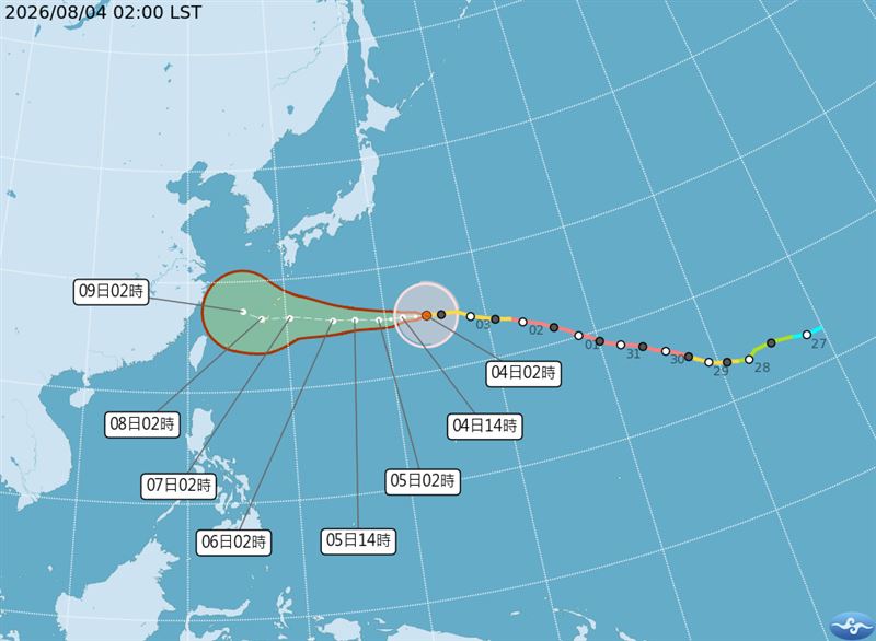 白海豚最新路徑預測。(圖/中央氣象署)