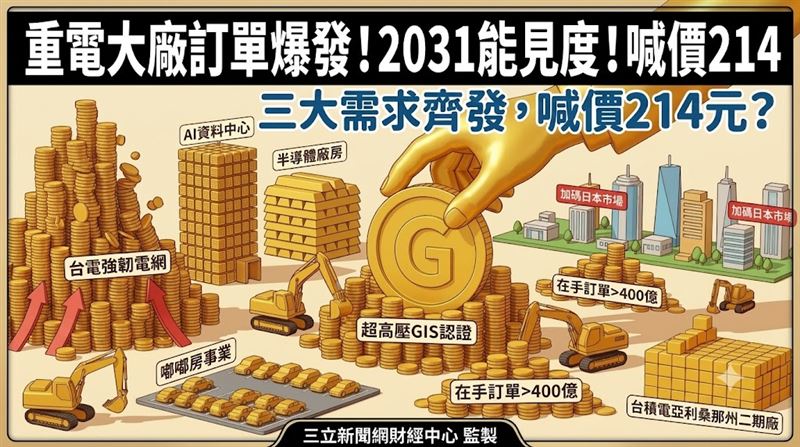重電大廠中興電(1513)今年上半年交出亮眼成績單,市場預期在台電強韌電網建設、AI資料中心擴建、半導體廠房興建三大需求齊步發威之下,出貨動能可望一路延續到明年上半年,下半年營運更將注入新的成長活水。(圖/三立新聞網財經中心蕭榕AI製圖)