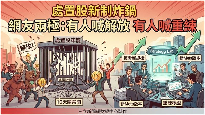 處置股新制確定鬆綁,8月10日正式公告,縮短處置期間並調整交易規範,引發投資社群熱烈討論。(圖 ∕ AI製圖)