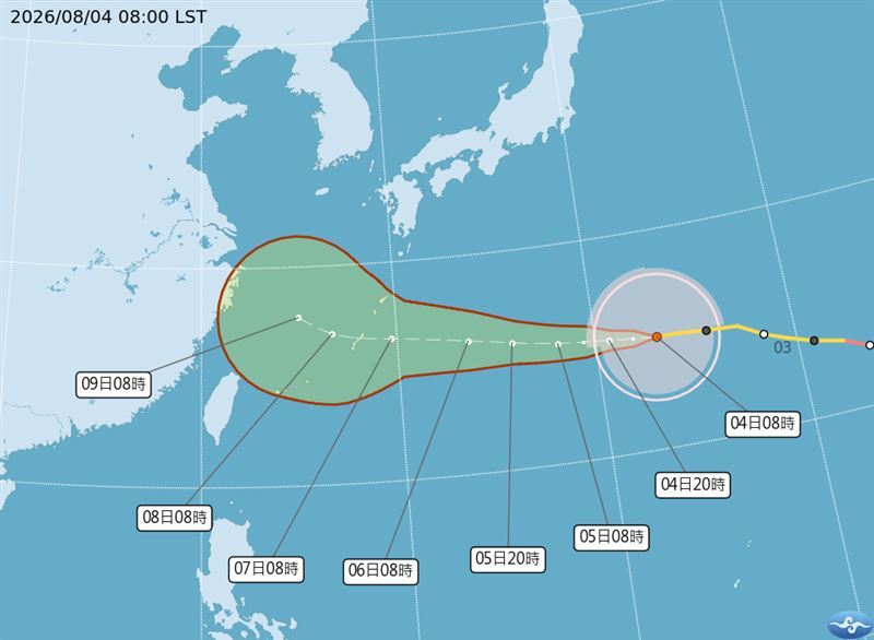 白海豚颱風可能在通過琉球群島後北轉。(圖/氣象署)