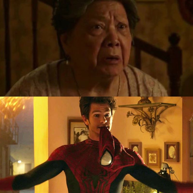 瑪莉・里維拉(Mary Rivera)曾請安德魯・加菲爾德(Andrew Garfield)飾演的蜘蛛人幫忙清理天花板上的蜘蛛網。(圖/翻攝自X平台)