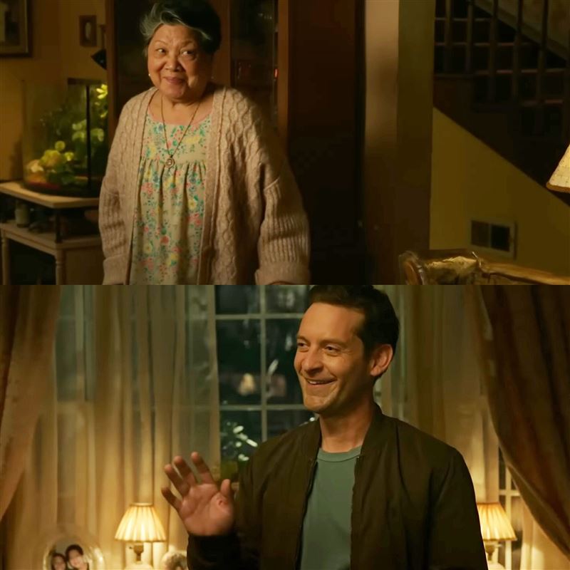 瑪莉・里維拉(Mary Rivera)在《蜘蛛人:無家日》中和初代蜘蛛人陶比·麥奎爾(Tobey Maguire)也有互動。(圖/翻攝自X平台)