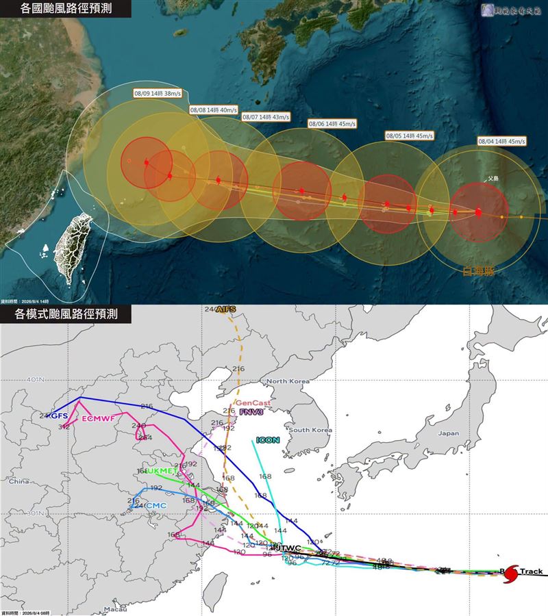 白海豚預估在父親節最靠近台灣。(圖/觀氣象看天氣)