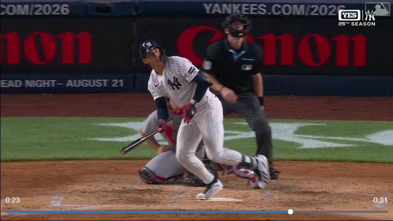 洋基新秀隆巴德(George Lombard Jr.)炸裂生涯首轟。(圖/翻攝自MLB官網)