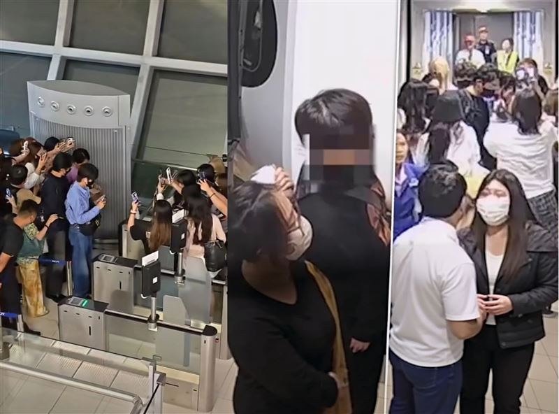 泰國素萬那普國際機場近日爆發粉絲追星失控事件。(組合圖/翻攝自小紅書)