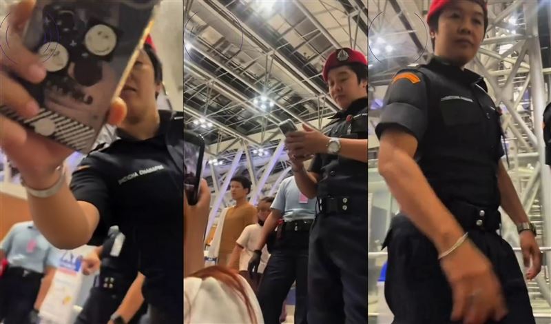 然而中國社群則呈現不同角度,指中國遊客遭滯留且受泰方保全不公平對待。(組合圖/翻攝自抖音)