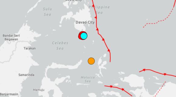 菲律賓外海10分鐘內發生兩次地震。(圖/取自USGS)