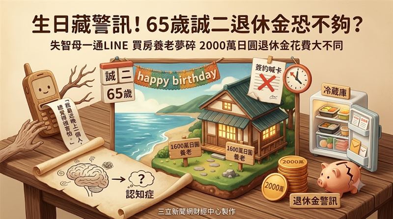 日本一對65歲夫妻原訂賣屋購入退休宅，卻因87歲母親傳出獨居示警訊息，緊急喊卡簽約計畫。（圖／三立新聞網財經中心蕭榕AI製圖）