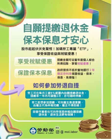 專屬的「勞工ETF」,除了可分享基金投資成果,還享有保本、保息及節稅三大優勢。(圖/翻攝自勞動部官網)