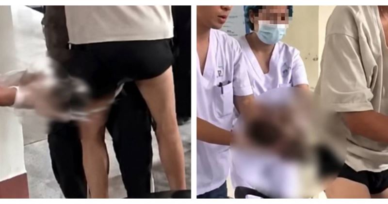 越南一名孕婦搭機車趕赴醫院途中突然分娩,男嬰出生時一度卡在母親褲管內,嚇壞路人。(圖/翻攝自phunumoi.net.vn)