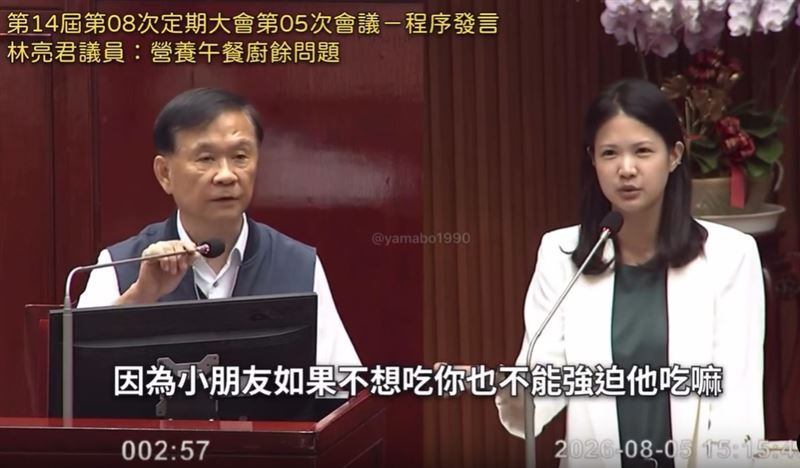 林亮君要北市教育長說明改善廚餘過剩的對策。(圖/翻攝自Threads @yamabo1990)