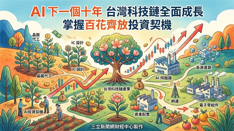 聯邦台灣精彩50 ETF(009804)追蹤「臺灣50權重上限30%指數」,完整布局台灣市值前50大企業,並透過單一成分股權重上限30%的設計,降低單一權值股過度集中的情況。除了保有台灣核心企業的投資價值外,也讓其他大型權值企業擁有更合理的配置比重,使投資人能同步參與AI供應鏈各個重要環節的長期成長。(圖/三立新聞網財經中心蕭榕AI製圖)
