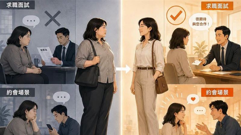 研究發現,瘦下來的女性更容易找到工作和伴侶。(圖/取自「一分鐘健身教室」)