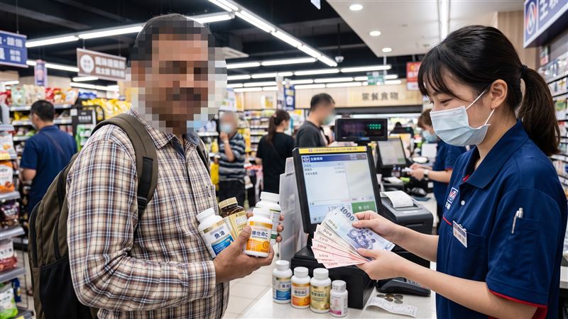 印度男來台觀光,拿偷來的保健食品到全聯退款,得手1799元,3天後故技重施被逮。(示意圖/AI製圖)