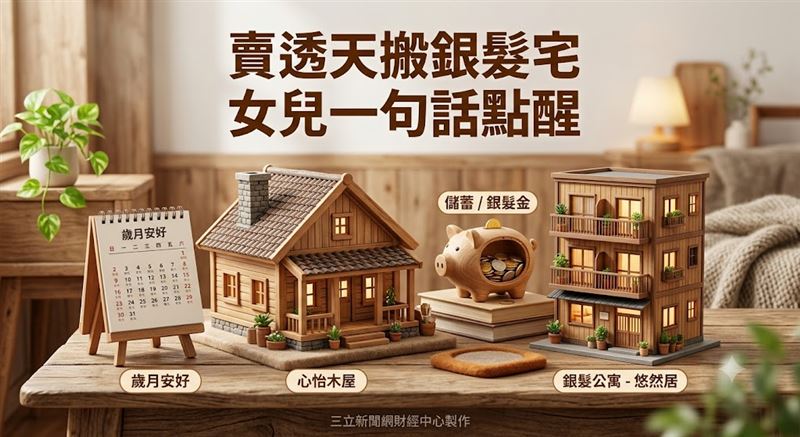 高齡者選擇搬入具備無障礙設施與緊急協助服務的銀髮住宅,盼在安心與自主之間找到平衡。(圖/三立新聞網財經中心蕭榕AI製圖)