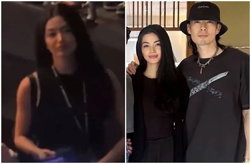 吳建豪被拍到首度與新婚妻子荒卷繪美同框合照。(圖/翻攝自微博)