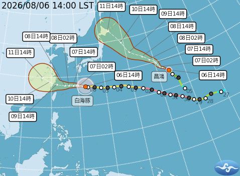白海豚颱風最新路徑。(圖/氣象署)