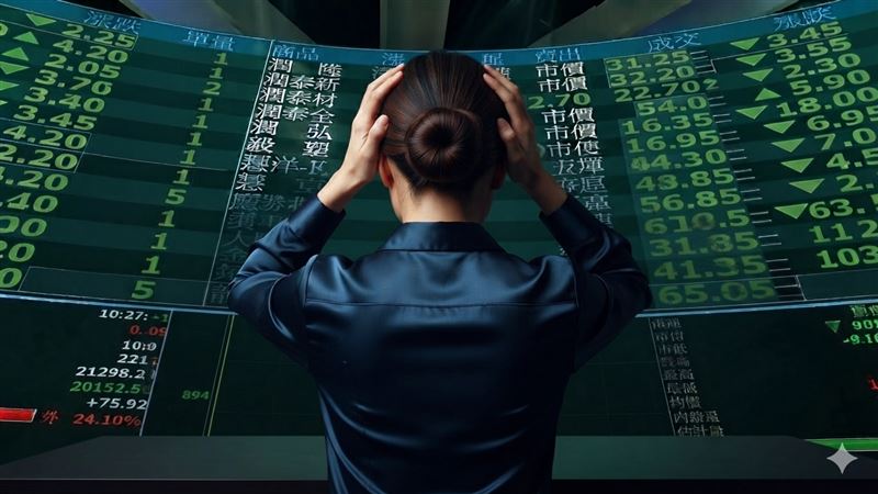 台股面臨猛烈修正,大盤一度跌破季線並失守重要關卡,讓投資人心慌慌!(示意圖/AI生成)