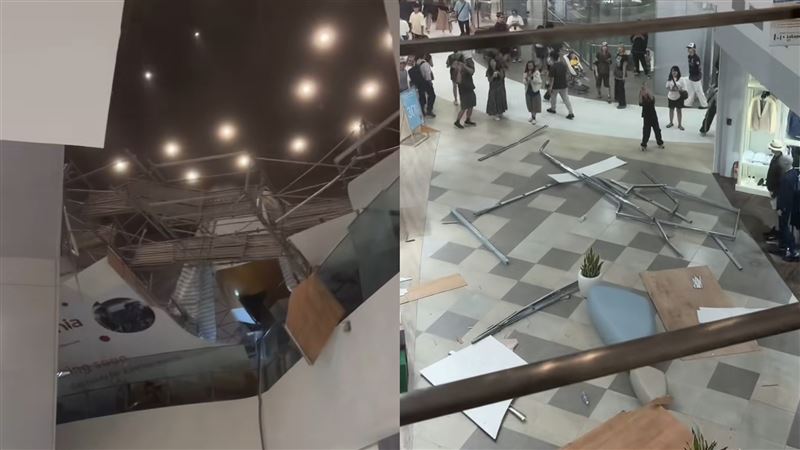 南港Lalaport今日下午發生施工意外。(圖/讀者授權提供)