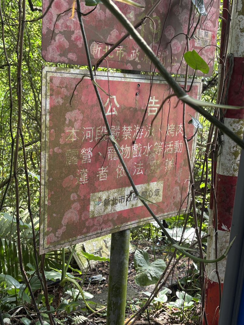 公告禁止戲水的牌子。(圖/翻攝畫面)