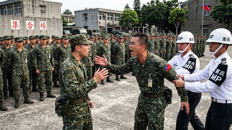 男子參加教召,連隊集合時辱罵副排長「三字經」,被憲兵依法送辦。(示意圖/AI製圖)
