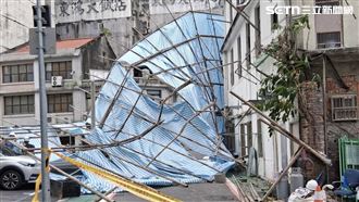 中颱白海豚逐漸逼近　北市工地鷹架突倒塌