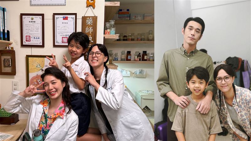 大愛劇《轉角那間心藥局》魏蔓、黃騰浩、吳宥儒劇中飾演一家三口。(圖/大愛影視提供)
